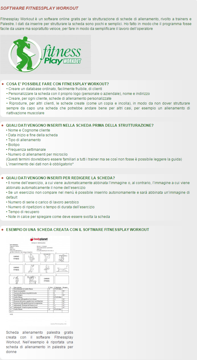 Software schede allenamento gratis